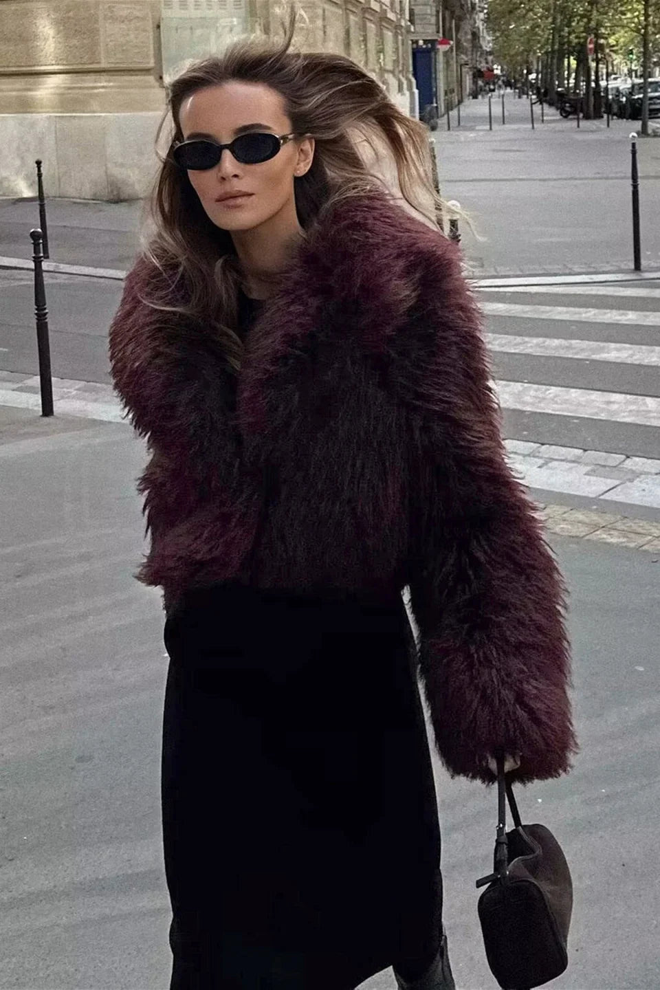 Faye Cropped Fluffy Jacket