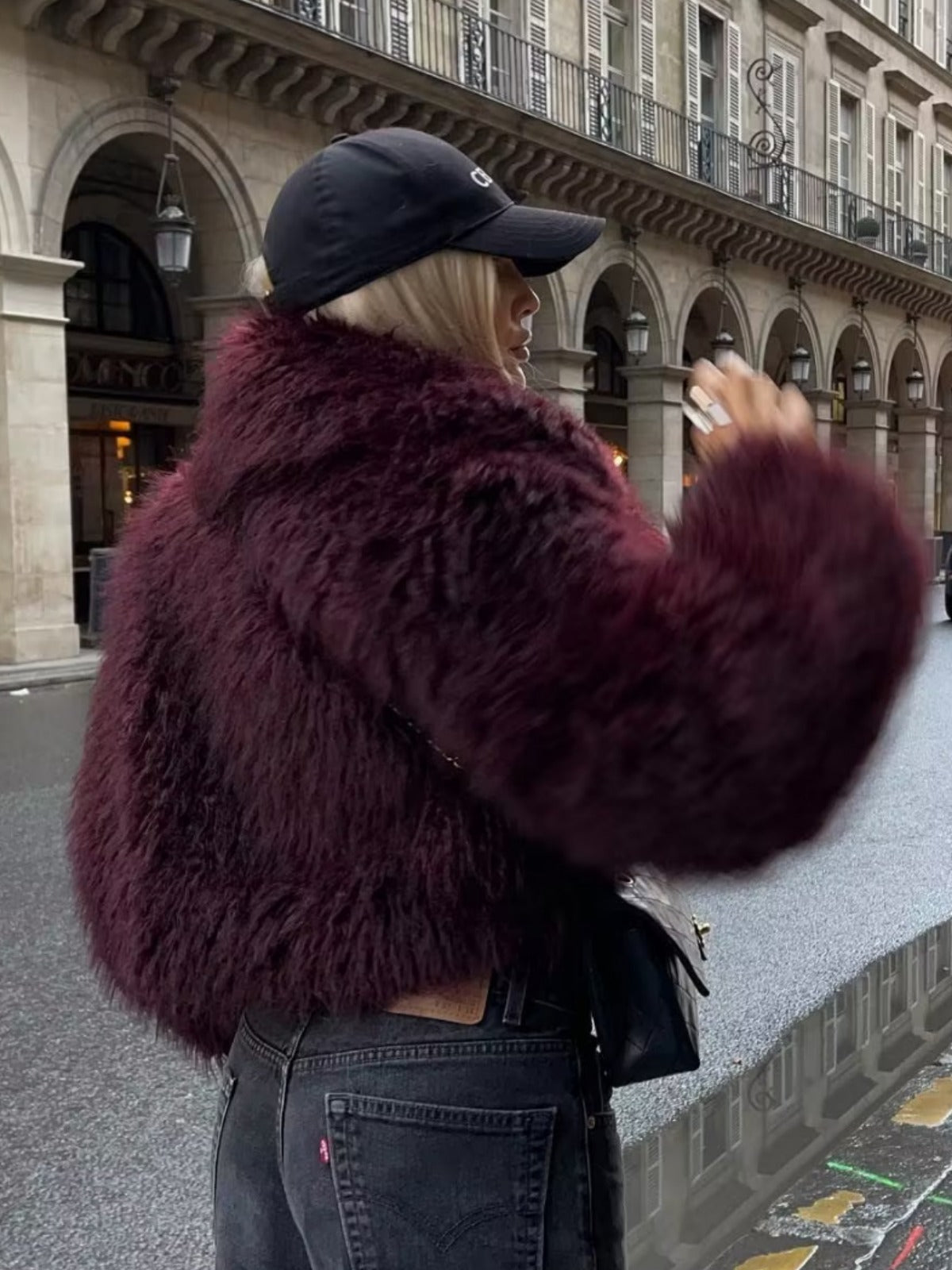Faye Cropped Fluffy Jacket