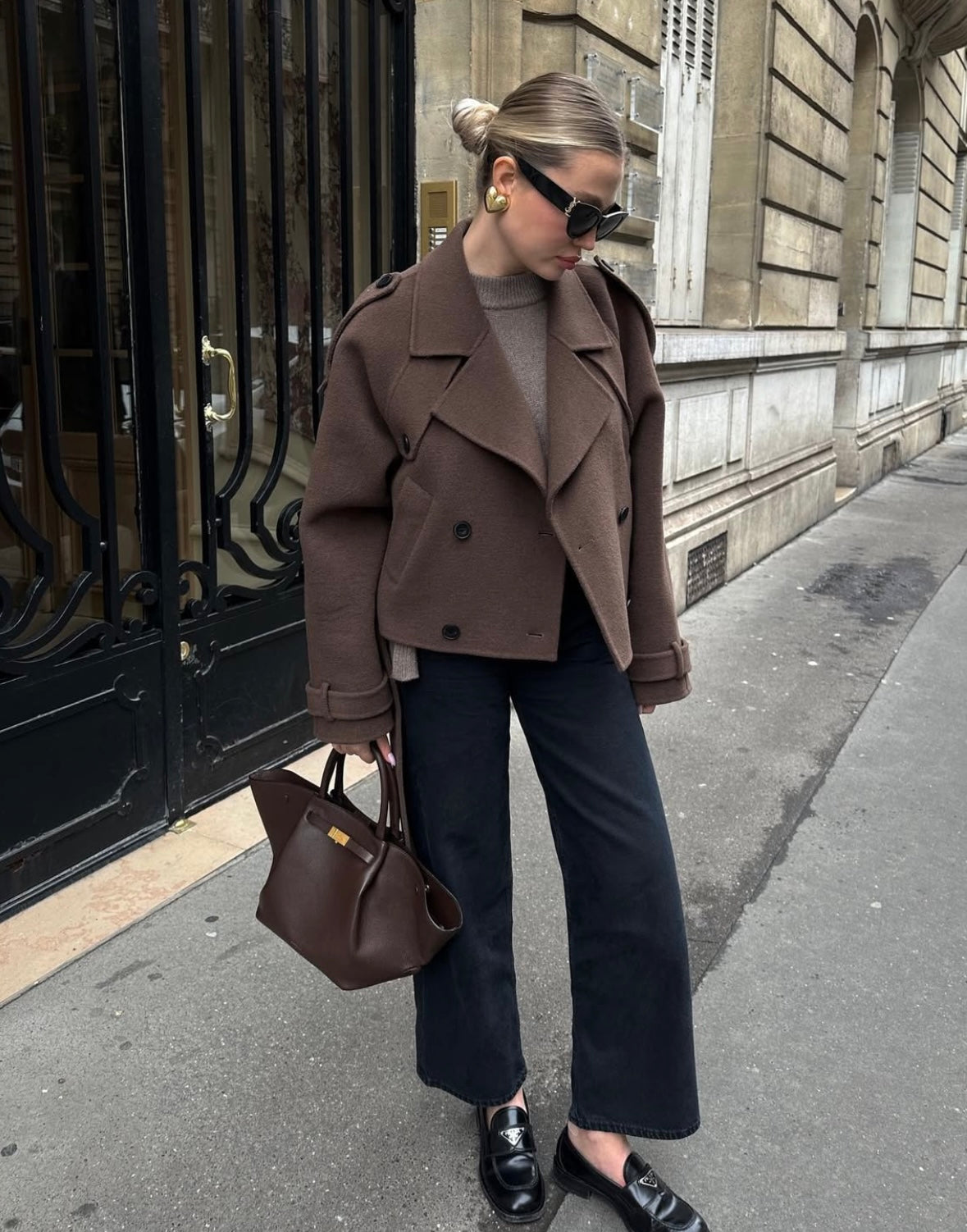 Eloise Elegant Cropped Belted Wool Coat