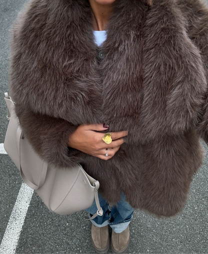 Ophelia Cropped Oversized Faux Fur Coat