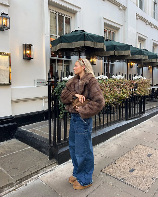Ophelia Cropped Oversized Faux Fur Coat
