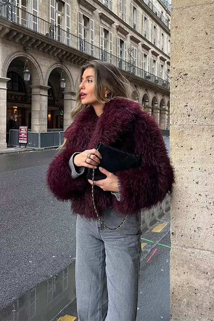 Faye Cropped Fluffy Jacket