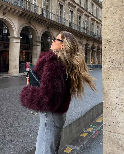 Faye Cropped Fluffy Jacket