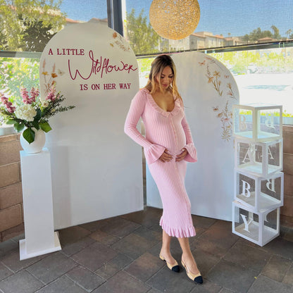 Elara Maternity Casual Long Sleeved Midi Dress