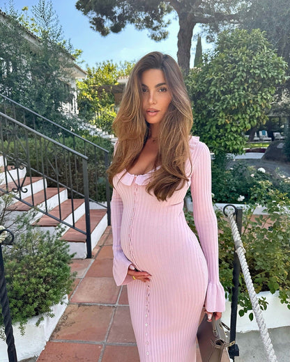 Elara Maternity Casual Long Sleeved Midi Dress