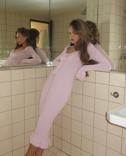 Elara Maternity Casual Long Sleeved Midi Dress