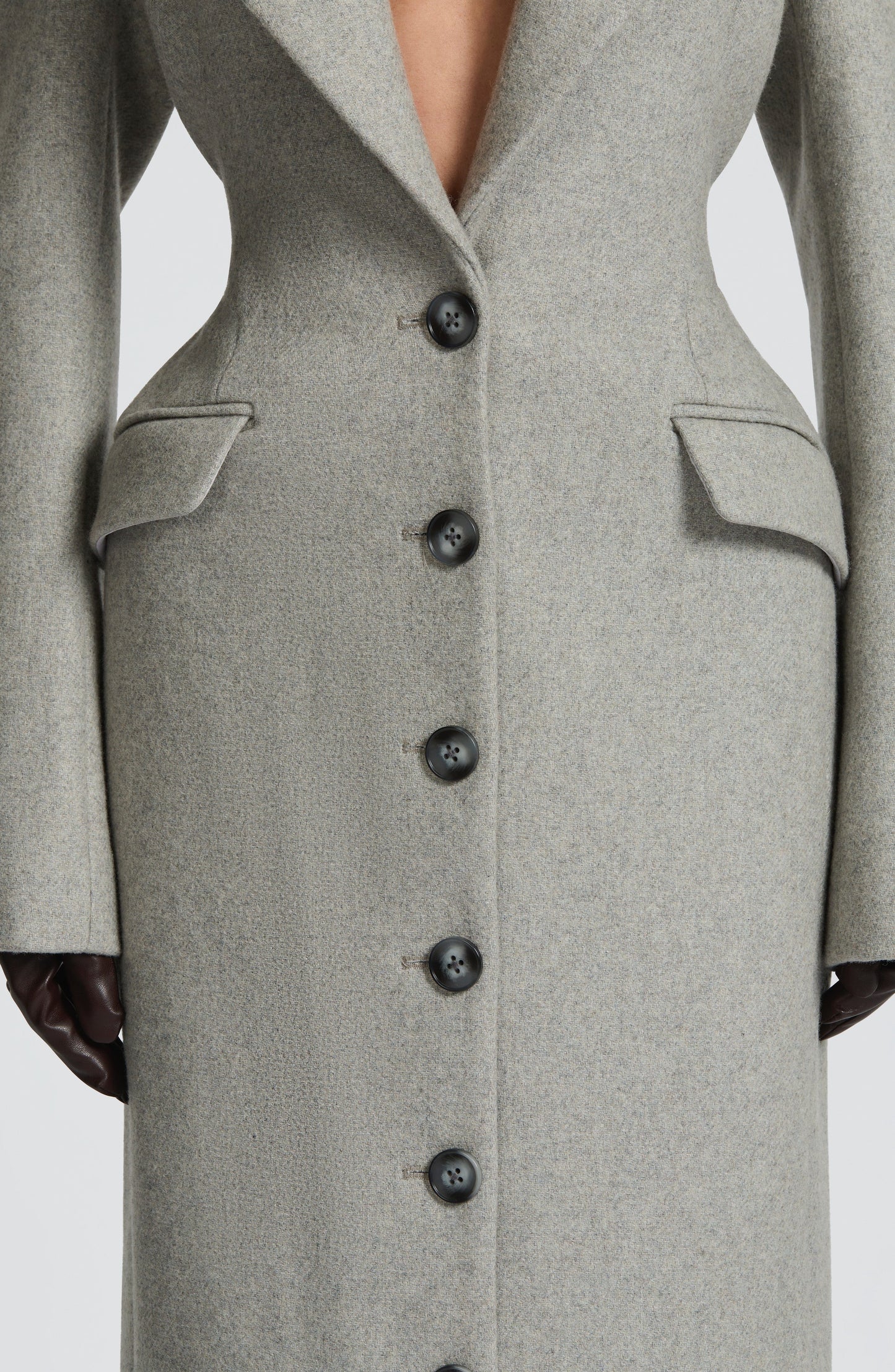 Beatrix Full-Length Wool-Blend Coat - Light Grey