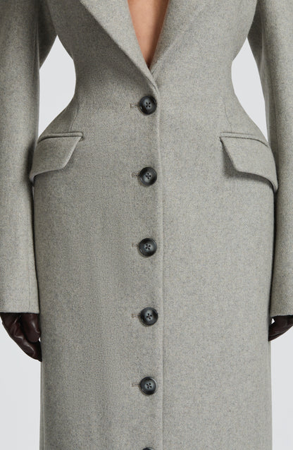 Beatrix Full-Length Wool-Blend Coat - Light Grey