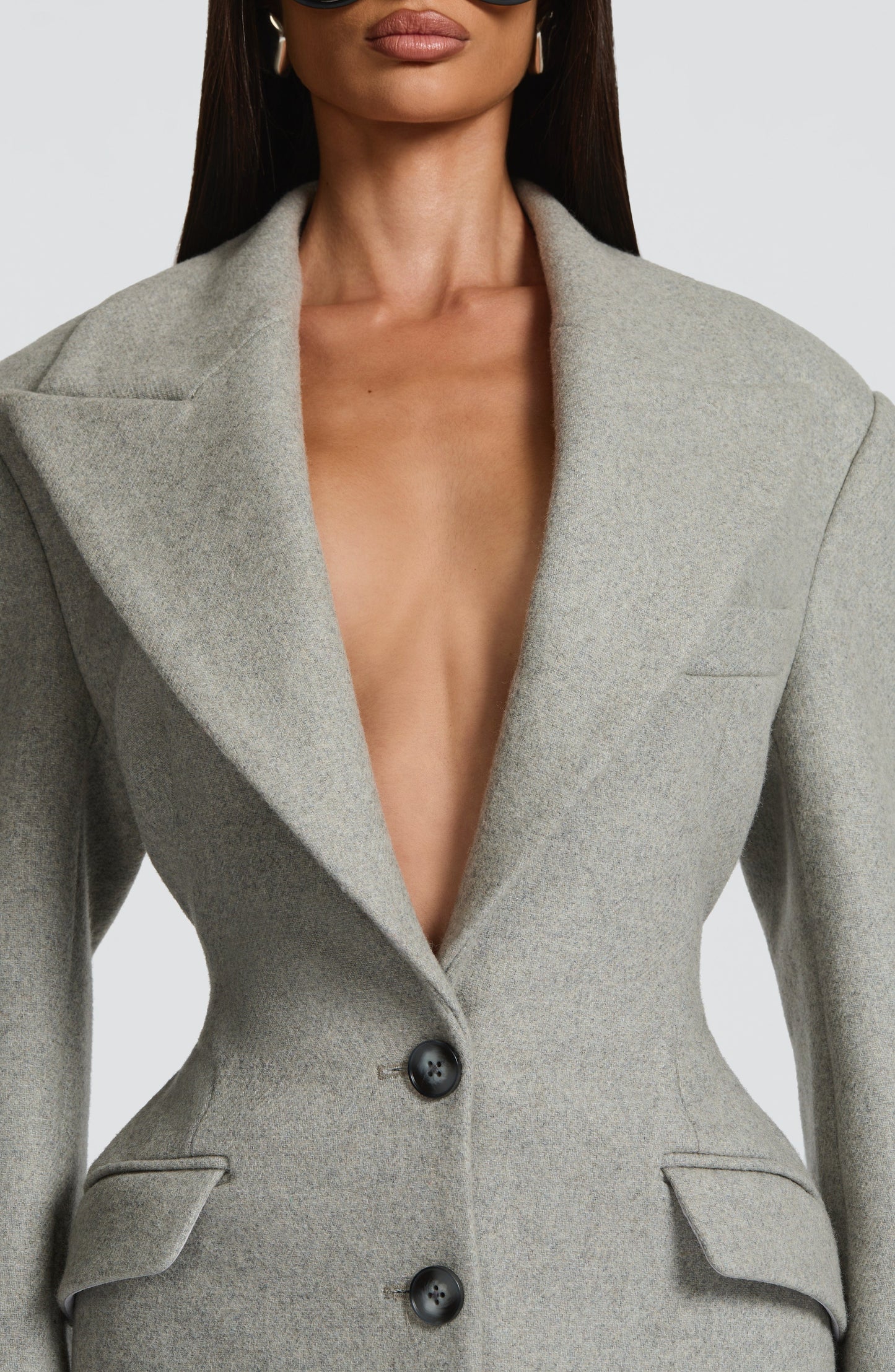 Beatrix Full-Length Wool-Blend Coat - Light Grey