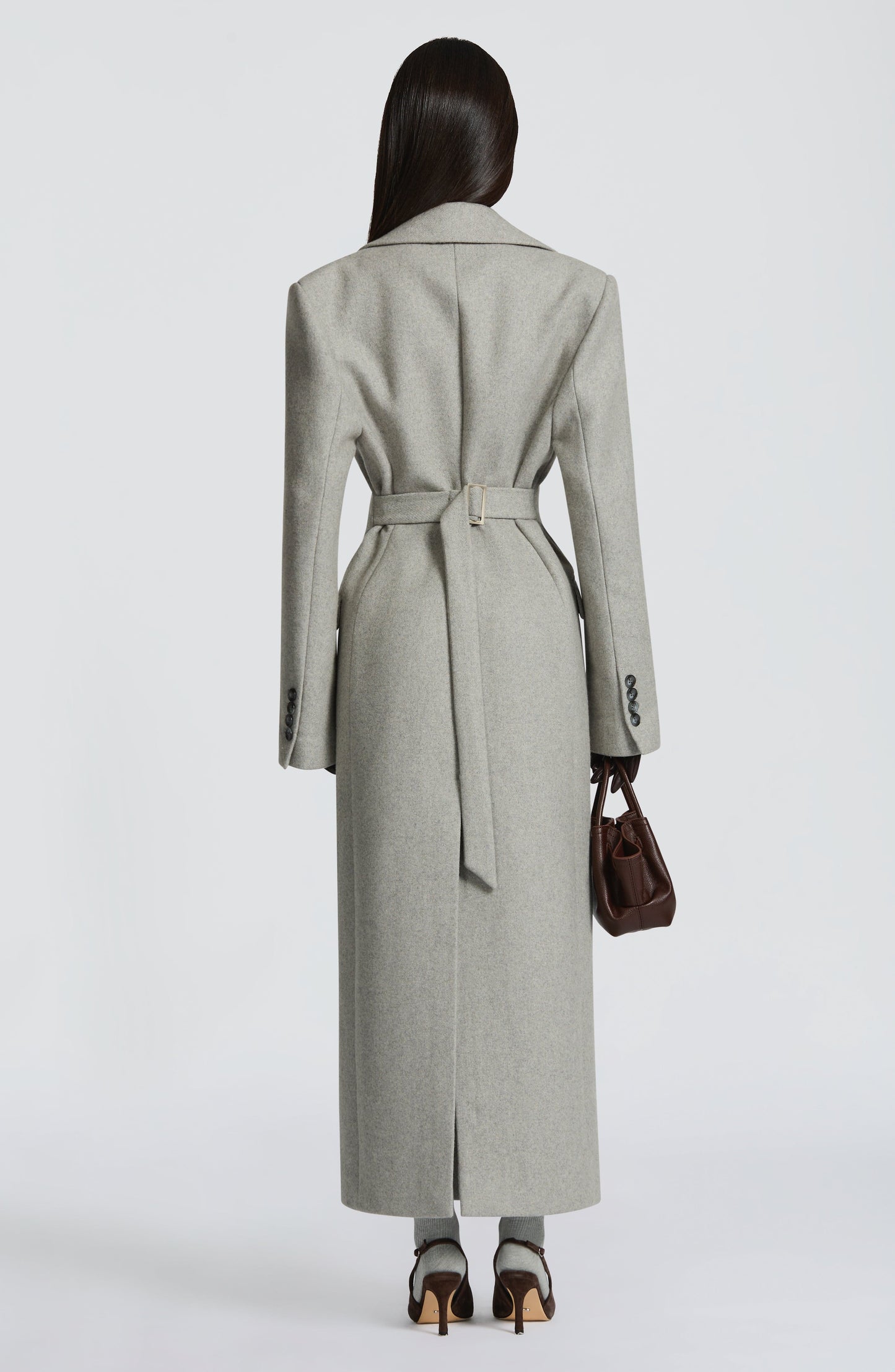 Beatrix Full-Length Wool-Blend Coat - Light Grey
