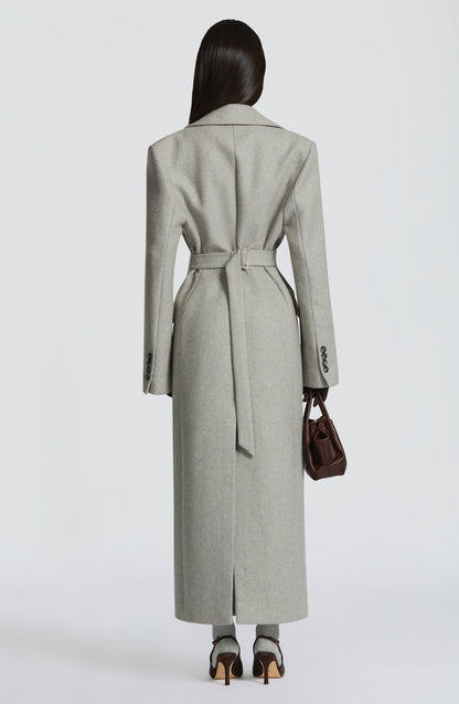 Beatrix Full-Length Wool-Blend Coat - Light Grey