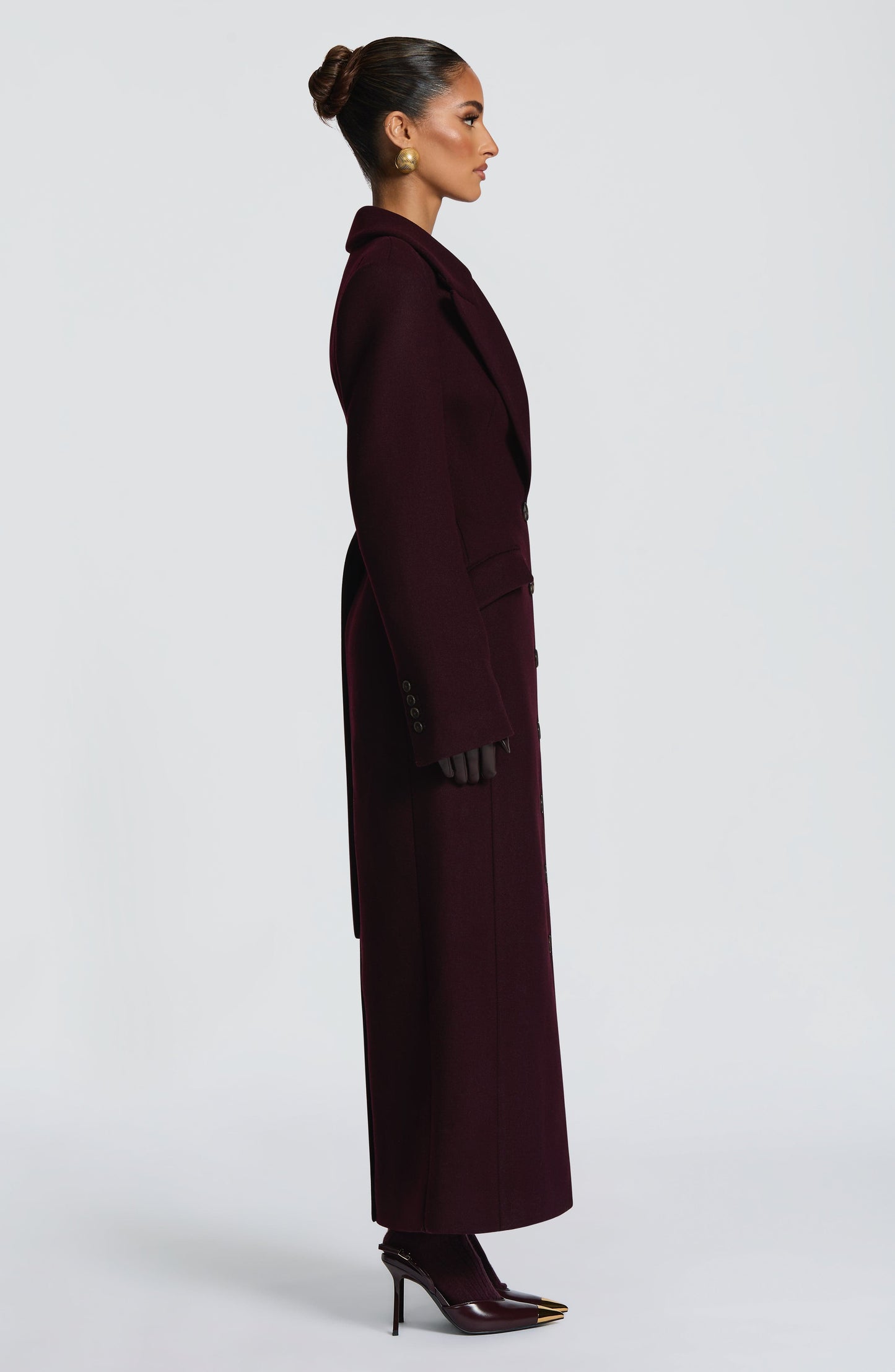 Beatrix Full-Length Wool-Blend Coat – Plum