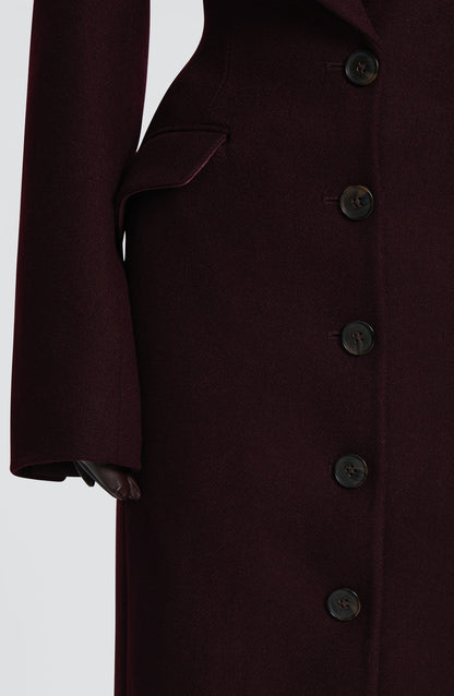 Beatrix Full-Length Wool-Blend Coat – Plum