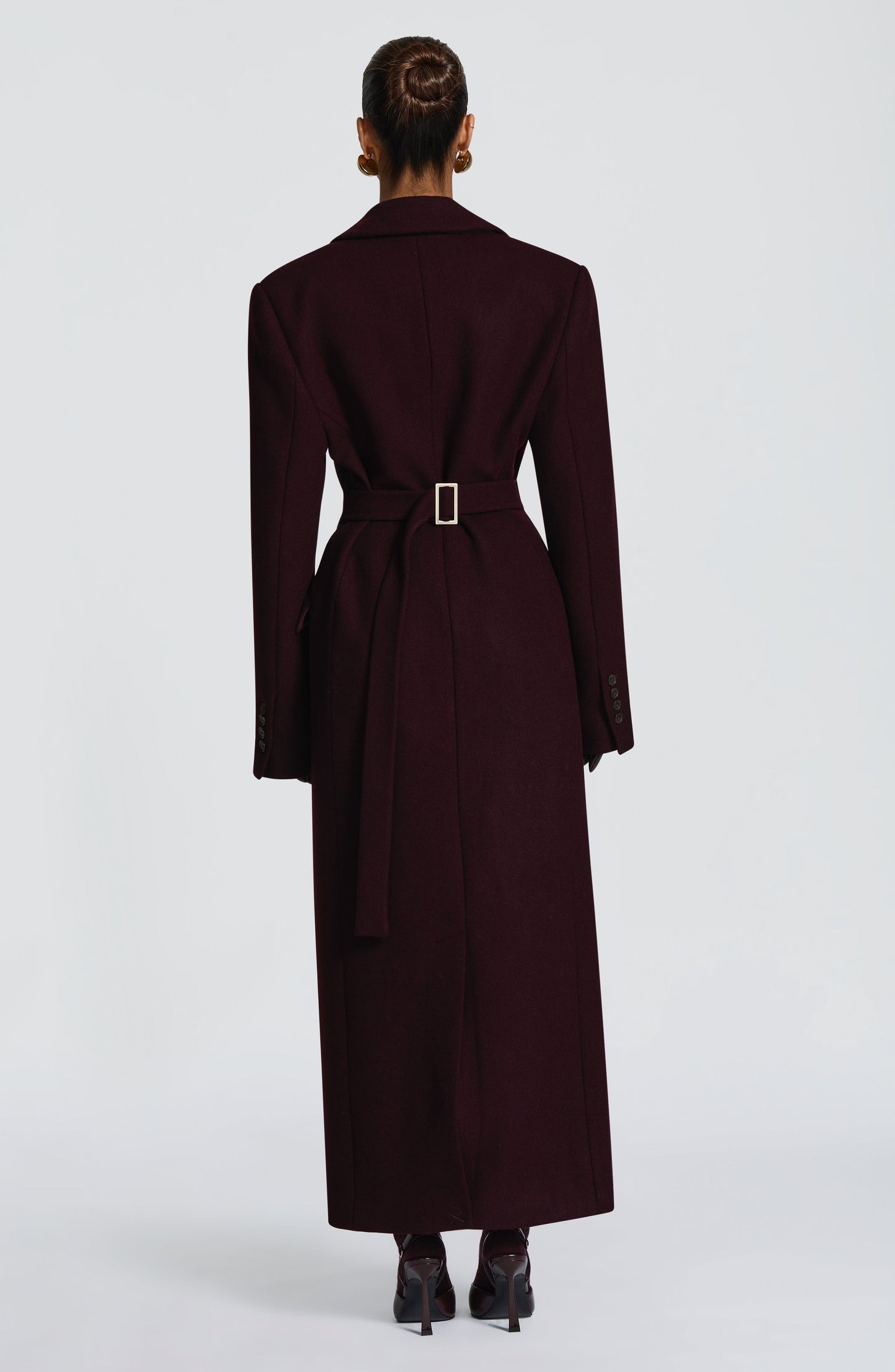 Beatrix Full-Length Wool-Blend Coat – Plum