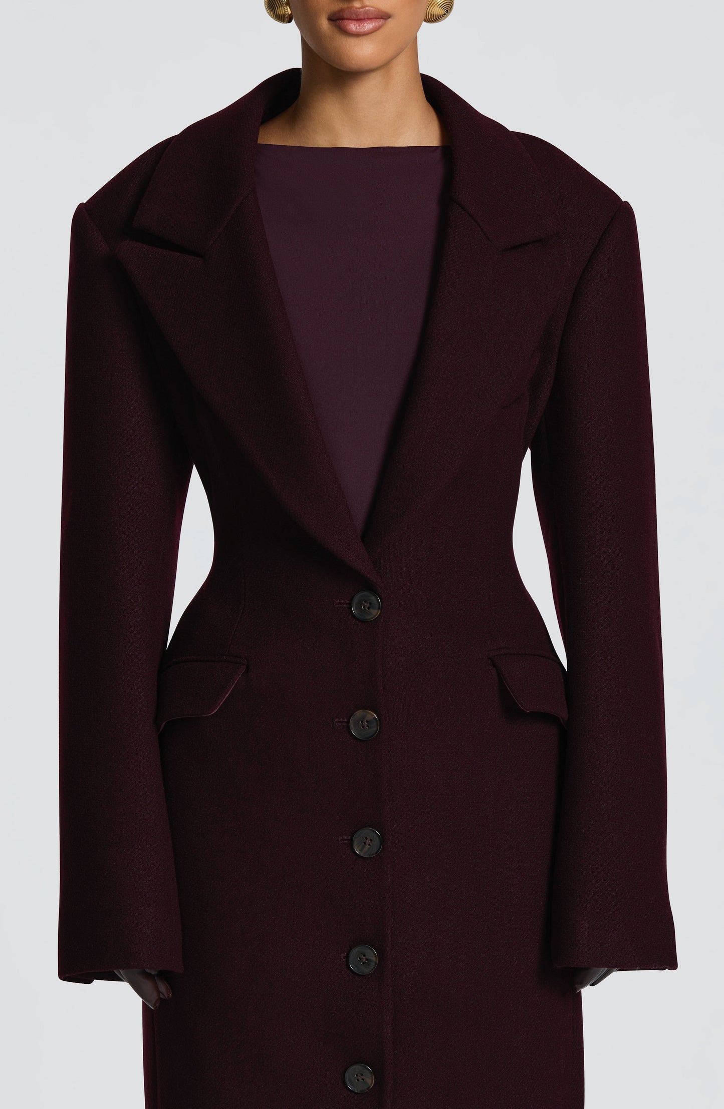 Beatrix Full-Length Wool-Blend Coat – Plum